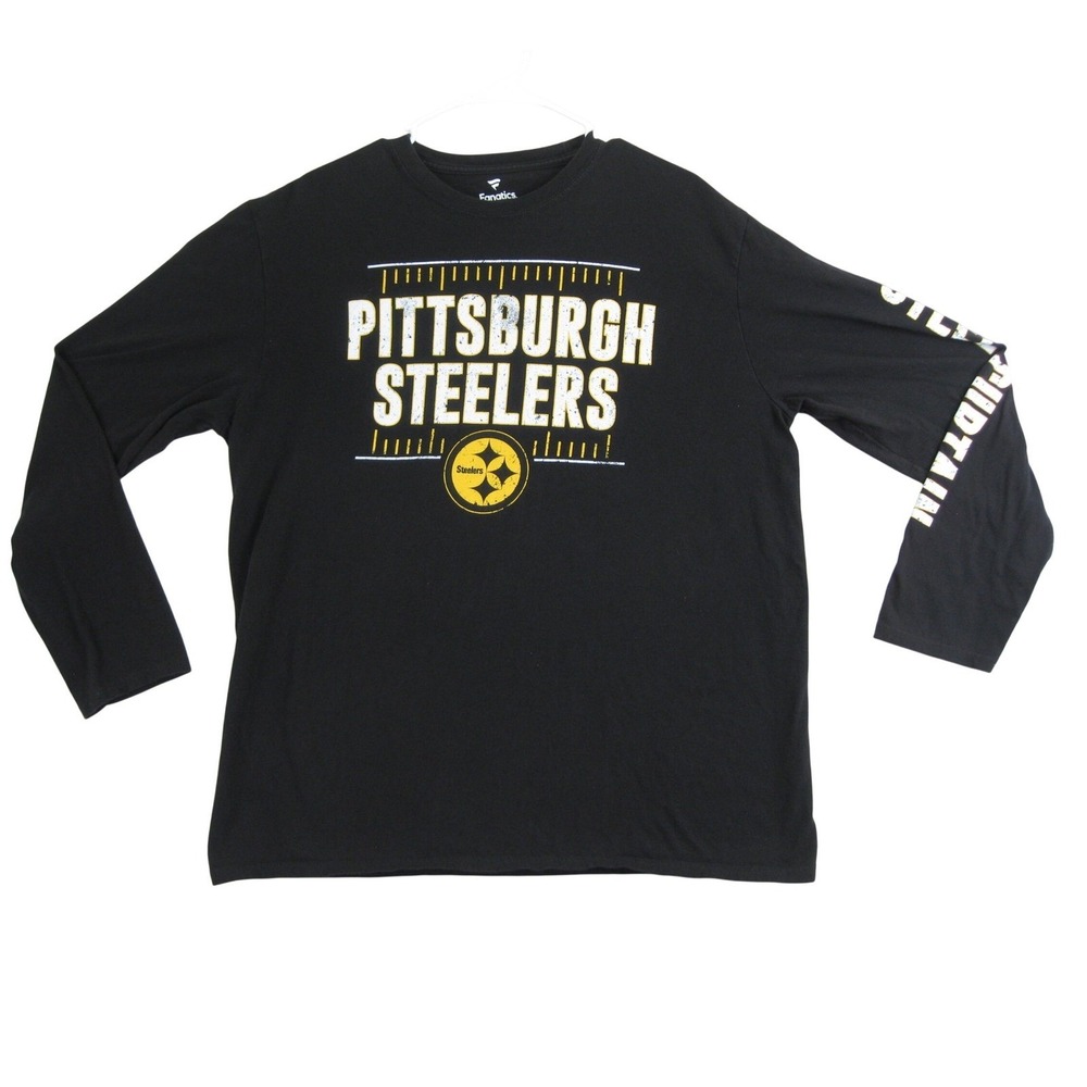 Pittsburgh Steelers Long Sleeve Fanatics Shirt Mens XL Black Steel Curtain NFL